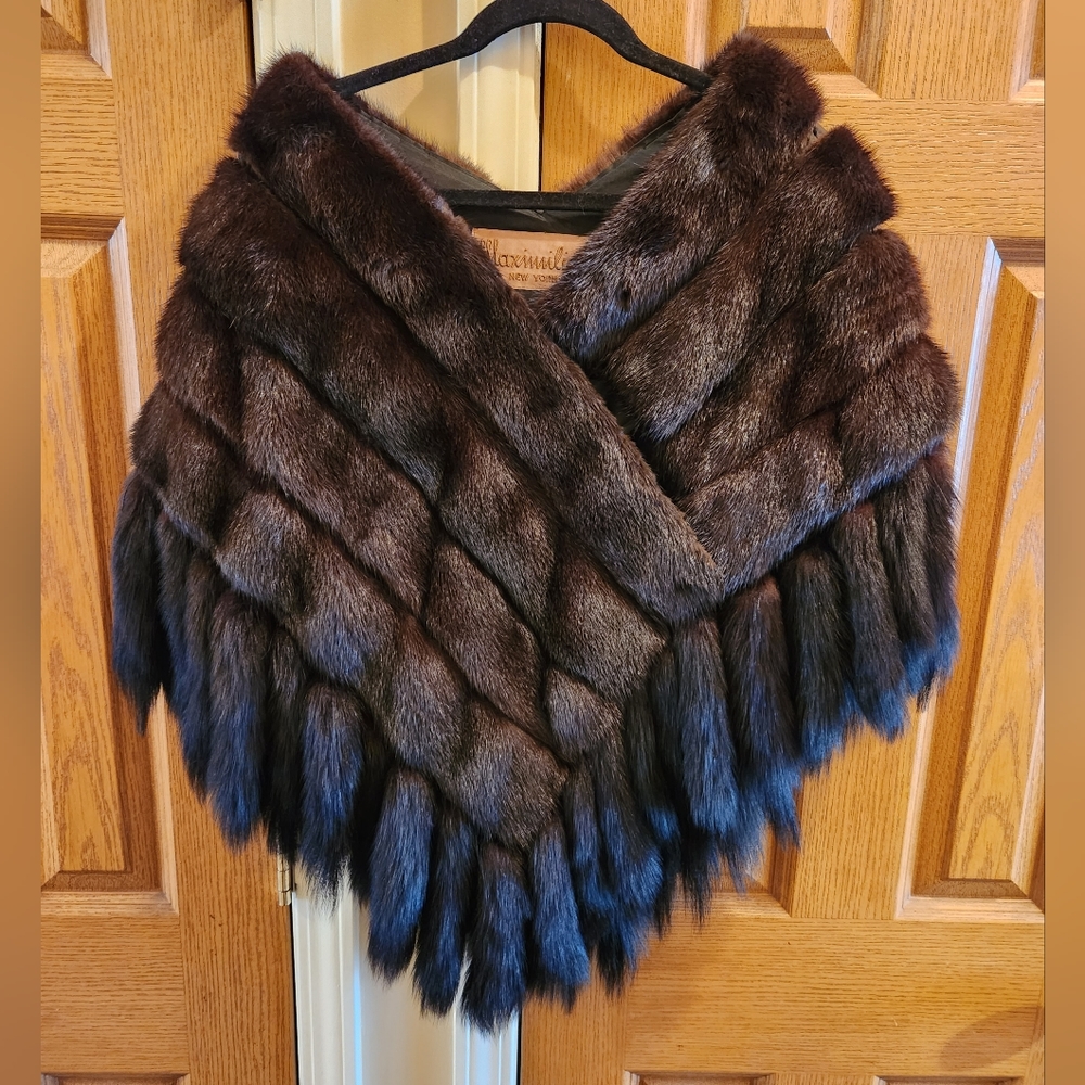 Maximilian 100% Mink Fur Shawl Cape Saks 5th Avenue